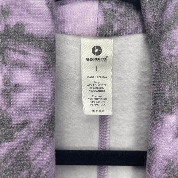 90 DEGREE By Reflex Women's TIE DYE Fleece Cardigan Purple Size LARGE - Picture 3 of 4
